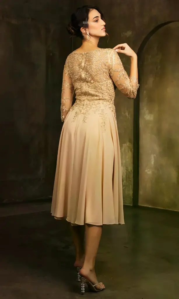 MQ2108 - Tea-Length Illusion V-Neck Dress christianeboutique (2).webp