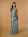 Robe longue asymétrique en charmeuse mate avec détail foulard
