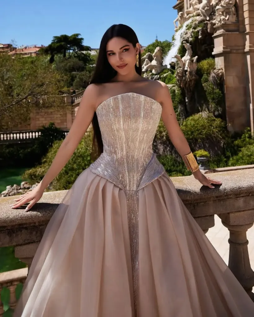Robe Champagne Corset Bijou - 1169