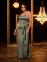 Robe longue sans bretelles à encolure carrée et détail drapé — 22283