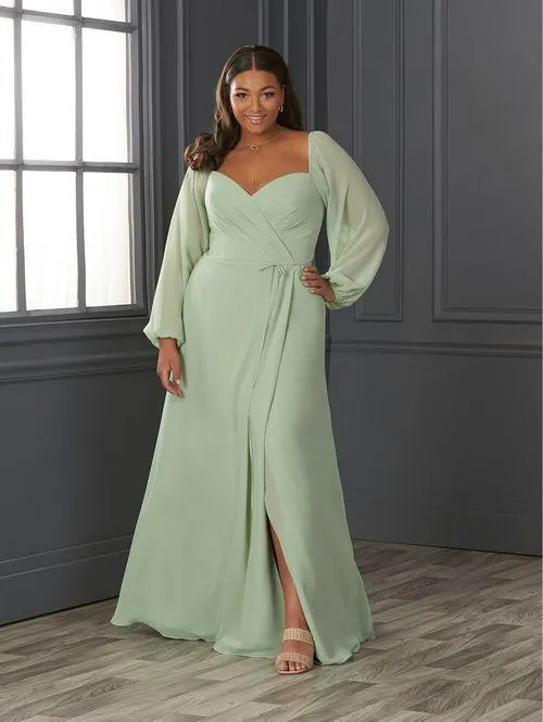 Robe longue portefeuille intemporelle manches longues vaporeuses et fente — 22124 (Noir, FR 30 / US 0)