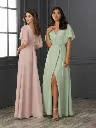 Robe longue portefeuille à décolleté en V, manches papillon — 22122