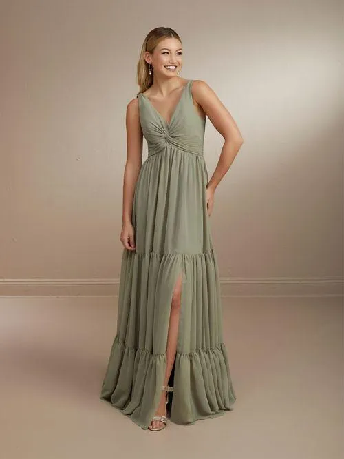 Robe longue à taille empire, décolleté en V torsadé — 22161
