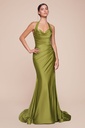 Robe longue satinée à encolure dos-nu - CD796