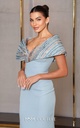 Robe longue sirène bleu menthe à encolure brodée
