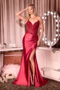 Robe de soirée bordeaux à bustier perlé – CD714