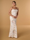 Robe longue imprimée effet deux-pièces à corsage structuré