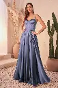 Robe longue en satin à bustier corseté