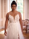 Robe de mariée trapèze en dentelle et tulle — Karlly