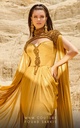 Robe longue perlée à col montant et cape