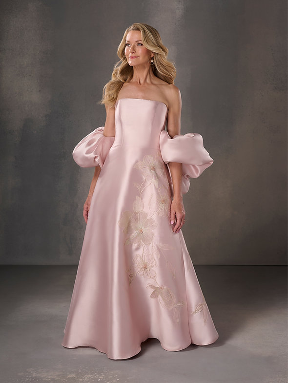 Robe longue élégante à col bouffant amovible – 17242