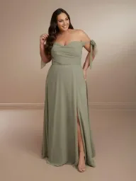 Robe longue en mousseline à épaules dénudées — 22162 — vue principale